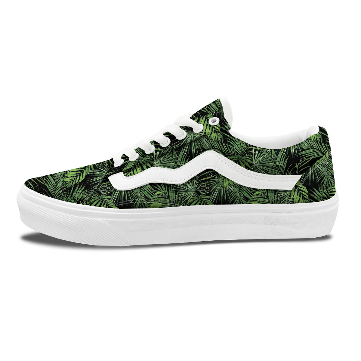 Palm Leaf Night Tropical Print Pattern Skate Shoes-grizzshop