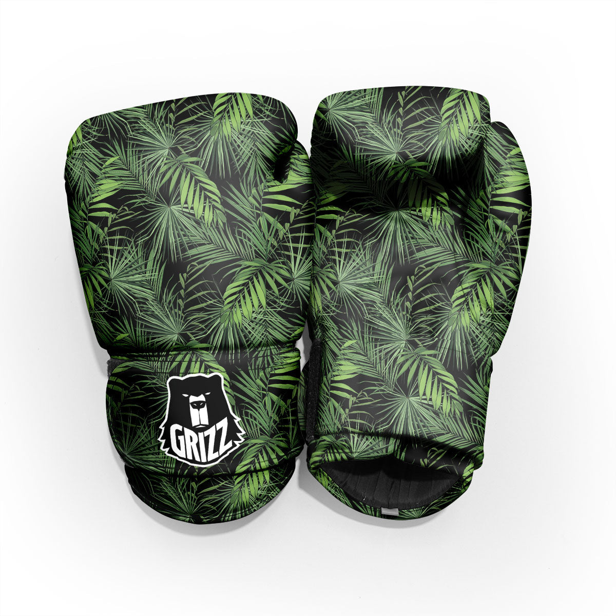 Palm Leaf Night Tropical Print Pattern Sparring Gloves-grizzshop