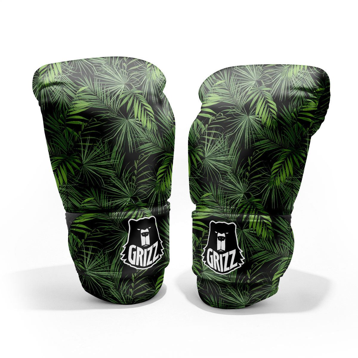 Palm Leaf Night Tropical Print Pattern Sparring Gloves-grizzshop