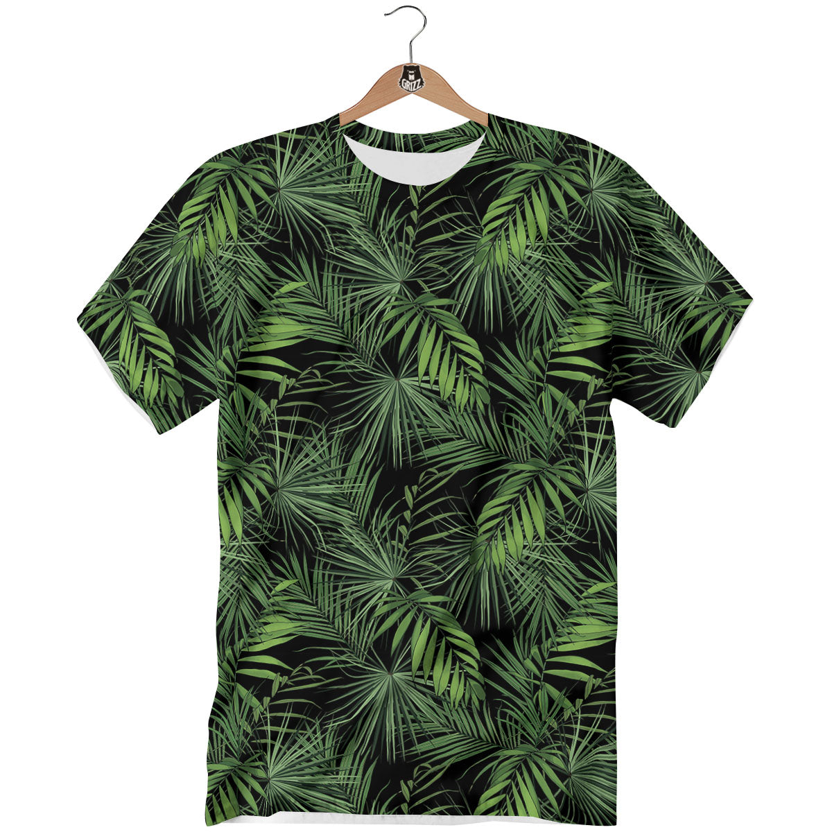 Palm Leaf Night Tropical Print Pattern T-Shirt-grizzshop