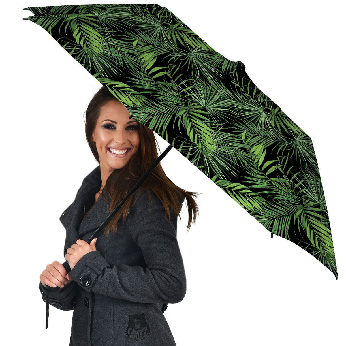 Palm Leaf Night Tropical Print Pattern Umbrella-grizzshop