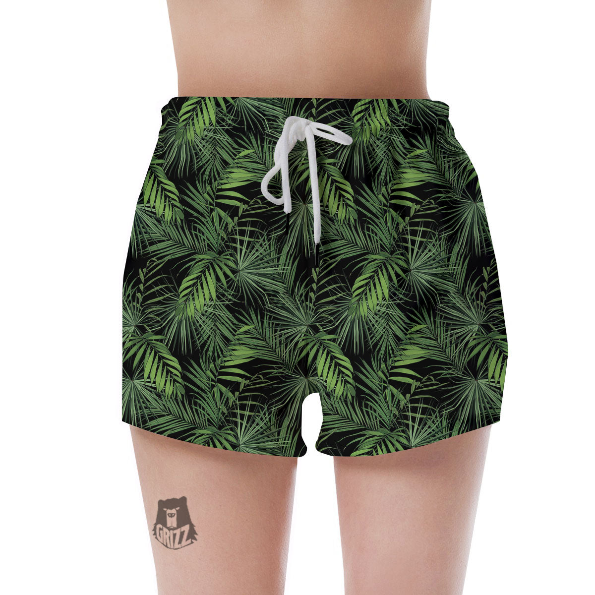 Palm Leaf Night Tropical Print Pattern Women's Shorts-grizzshop