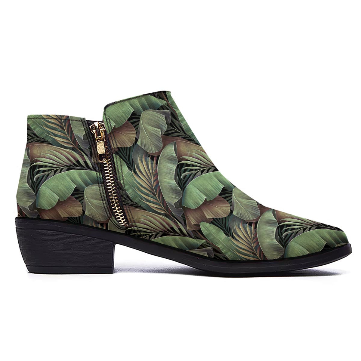 Palm Leaf Tropical Banana Print Pattern Ankle Boots-grizzshop