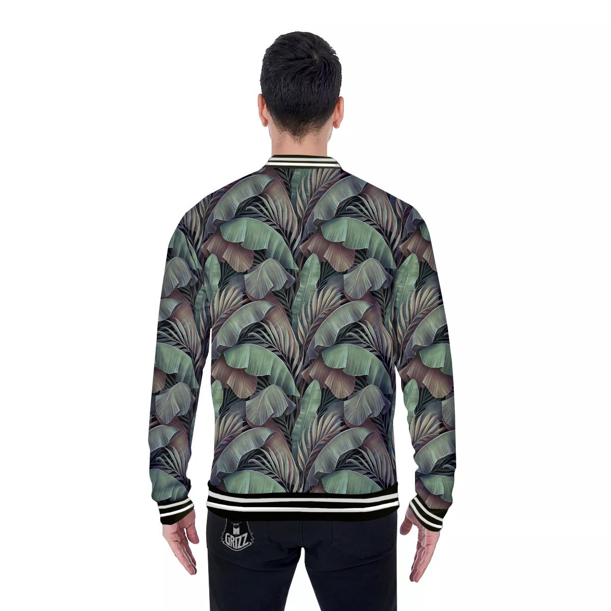 Palm Leaf Tropical Banana Print Pattern Baseball Jacket-grizzshop