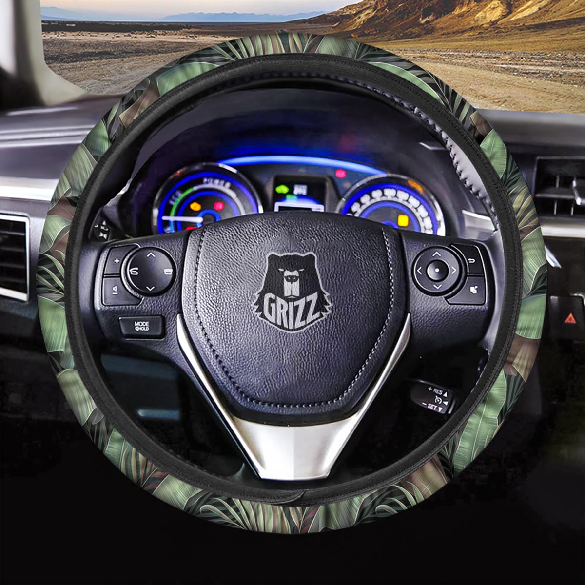 Palm Leaf Tropical Banana Print Pattern Car Steering Wheel Cover-grizzshop