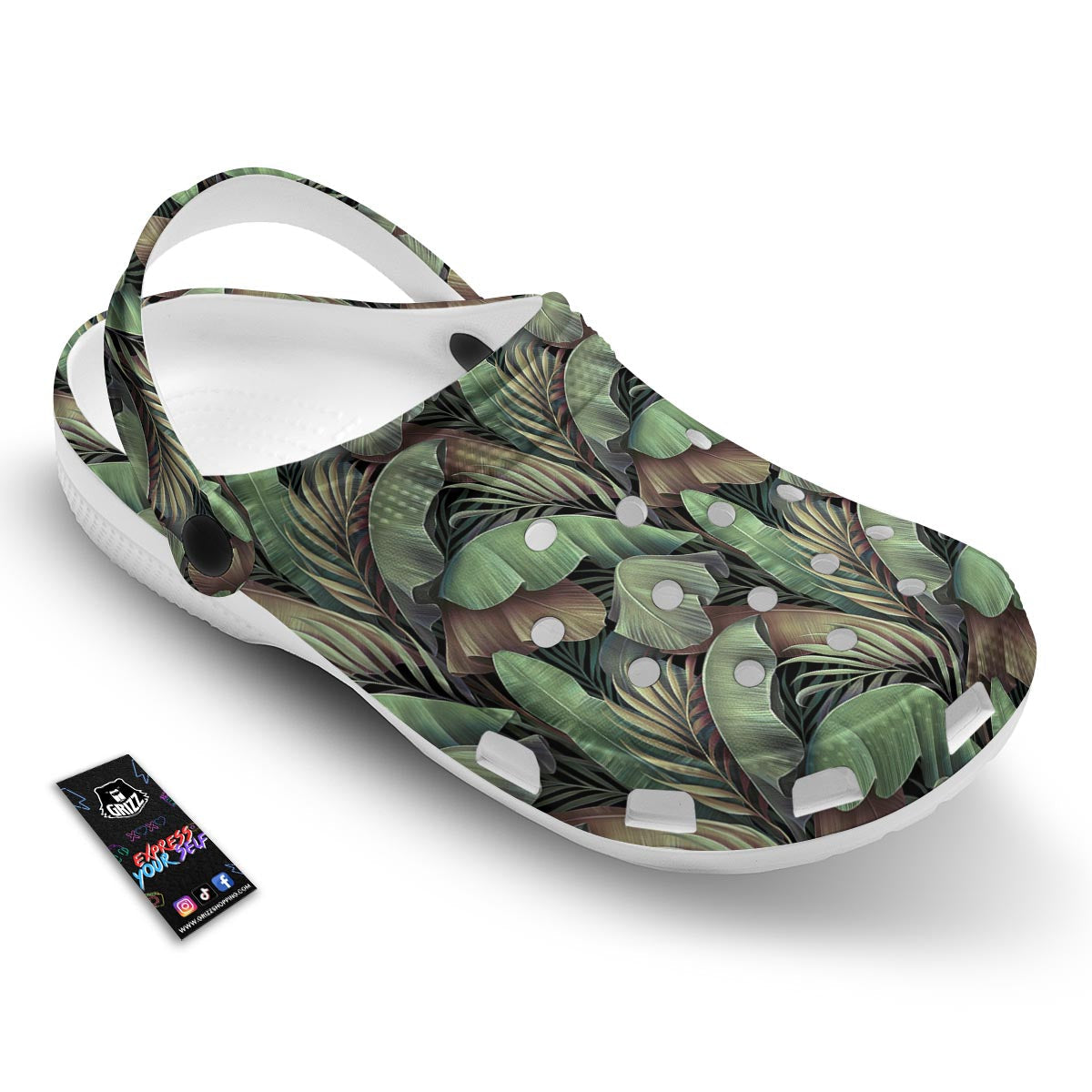 Palm Leaf Tropical Banana Print Pattern Clog-grizzshop