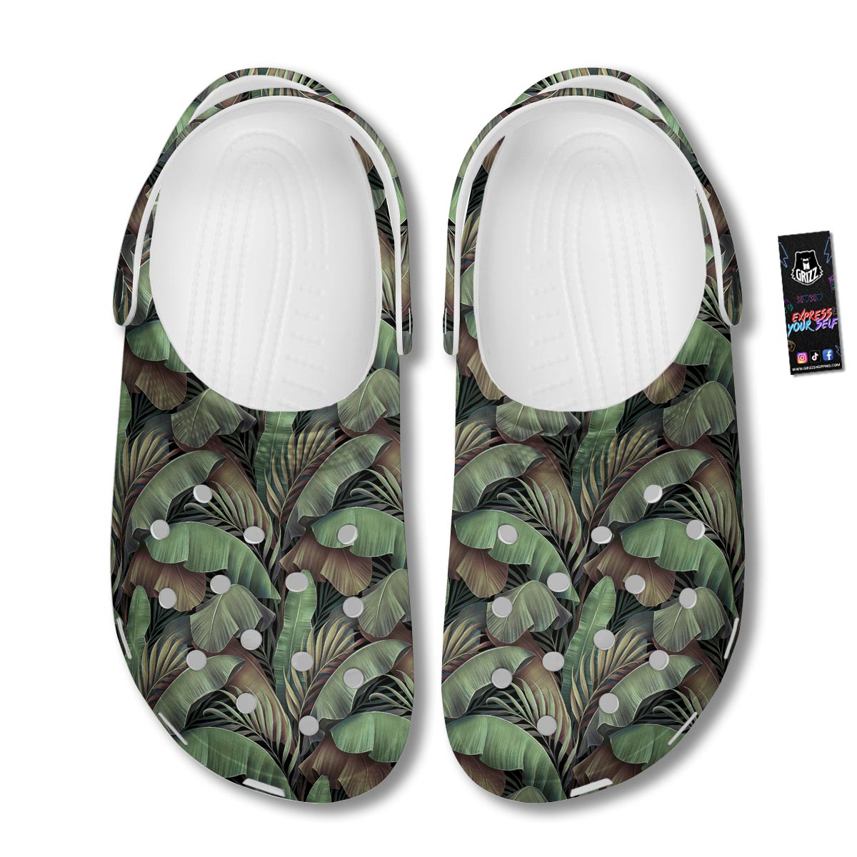 Palm Leaf Tropical Banana Print Pattern Clog-grizzshop