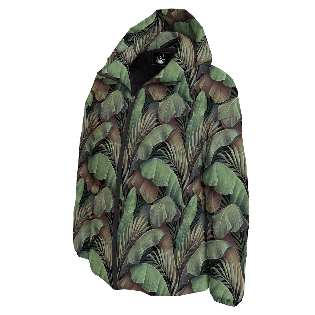 Palm Leaf Tropical Banana Print Pattern Down Jacket-grizzshop