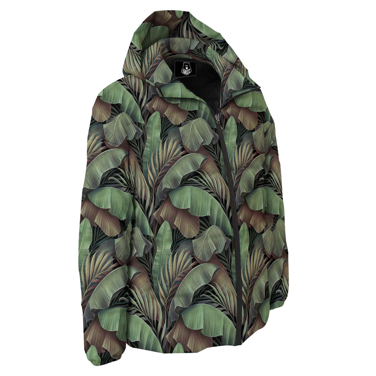 Palm Leaf Tropical Banana Print Pattern Down Jacket-grizzshop