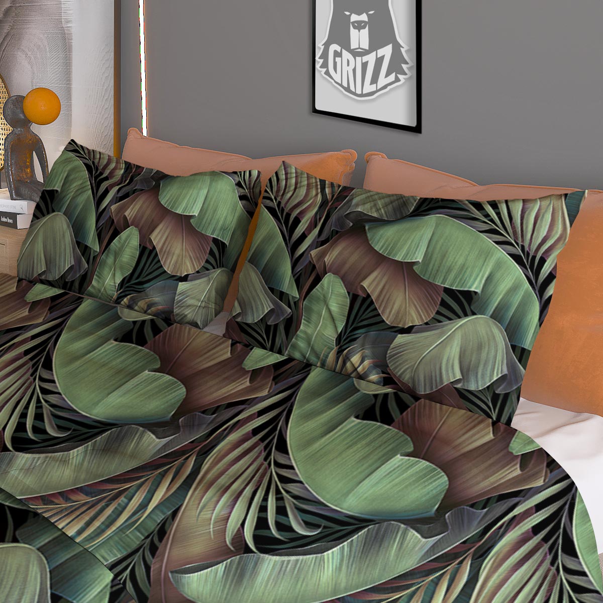 Palm Leaf Tropical Banana Print Pattern Duvet Cover Bedding Set