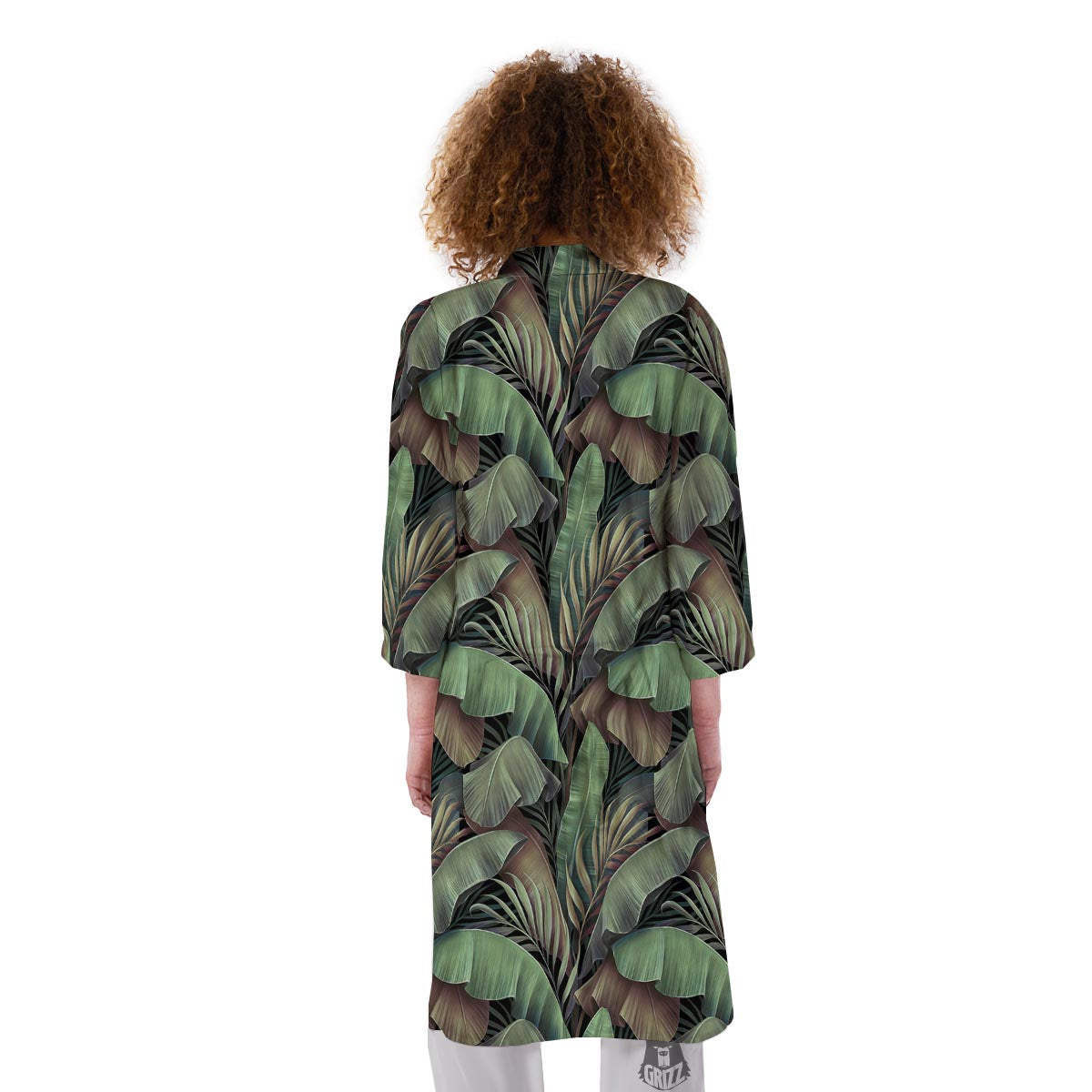 Palm Leaf Tropical Banana Print Pattern Kimono-grizzshop