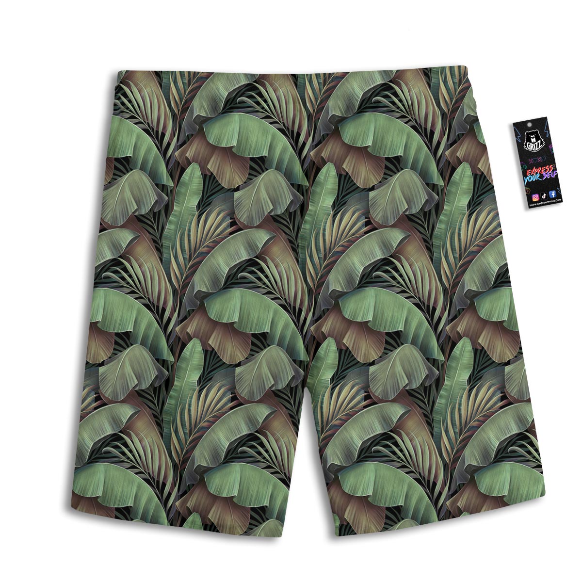 Palm Leaf Tropical Banana Print Pattern Men's Athletic Shorts