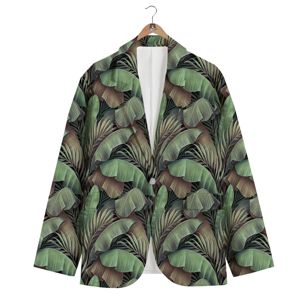 Palm Leaf Tropical Banana Print Pattern Men's Blazer-grizzshop