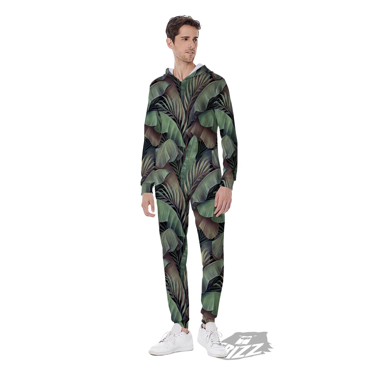 Palm Leaf Tropical Banana Print Pattern Men's Jumpsuit-grizzshop