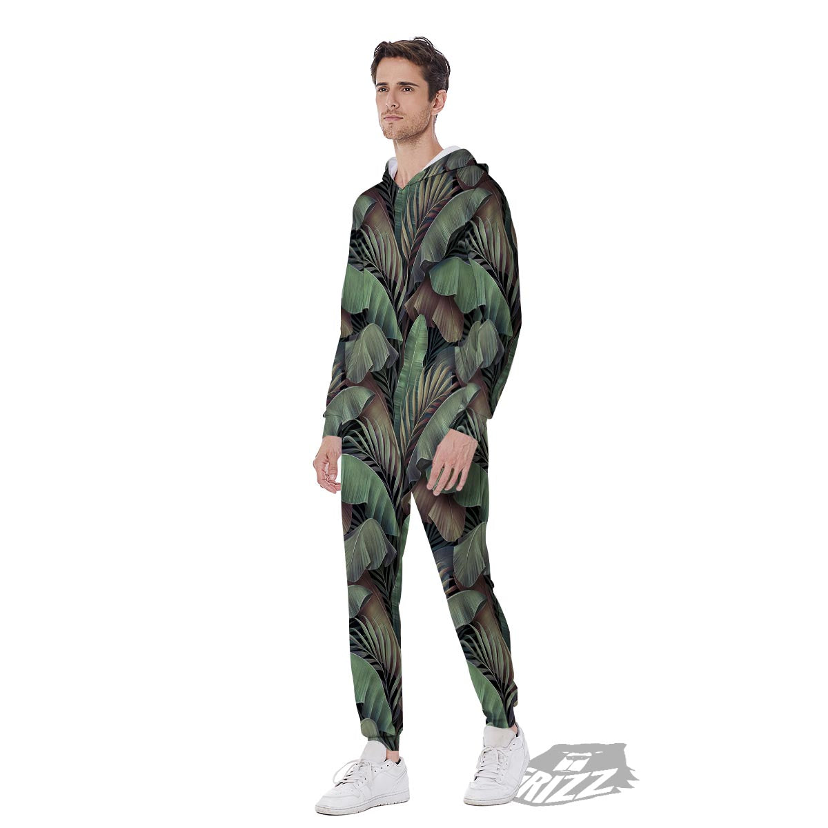 Palm Leaf Tropical Banana Print Pattern Men's Jumpsuit-grizzshop