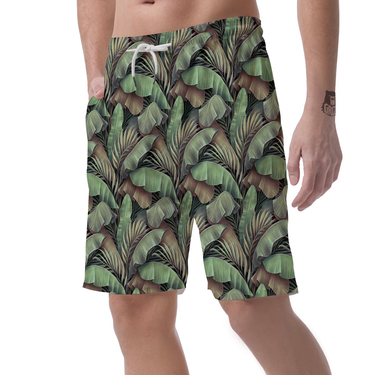 Palm Leaf Tropical Banana Print Pattern Men's Shorts-grizzshop