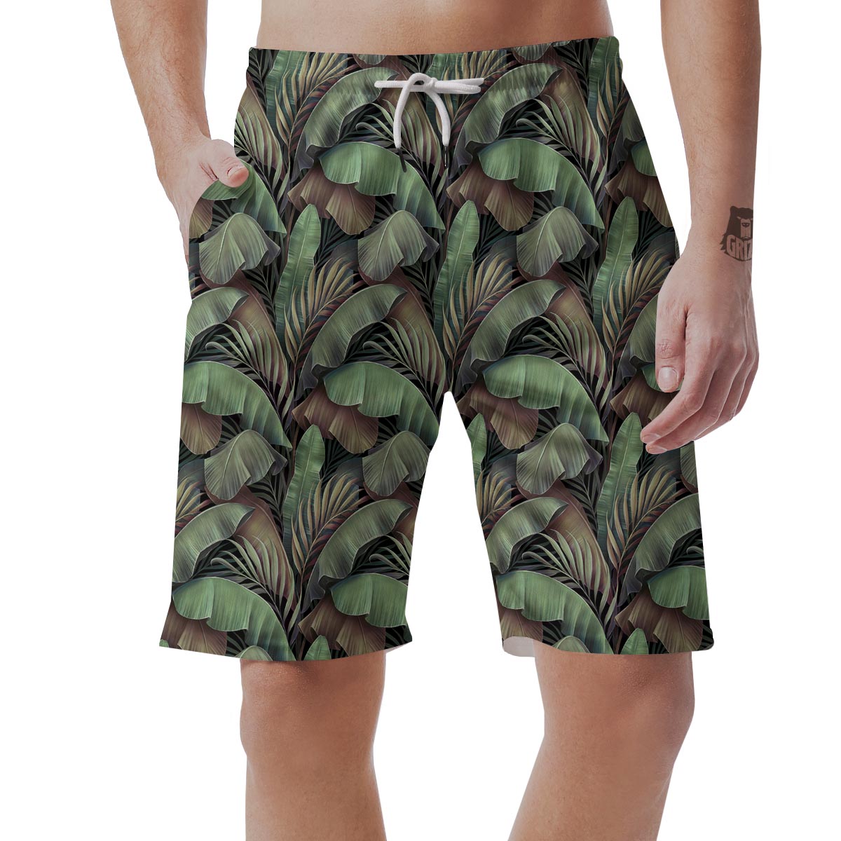 Palm Leaf Tropical Banana Print Pattern Men's Shorts-grizzshop