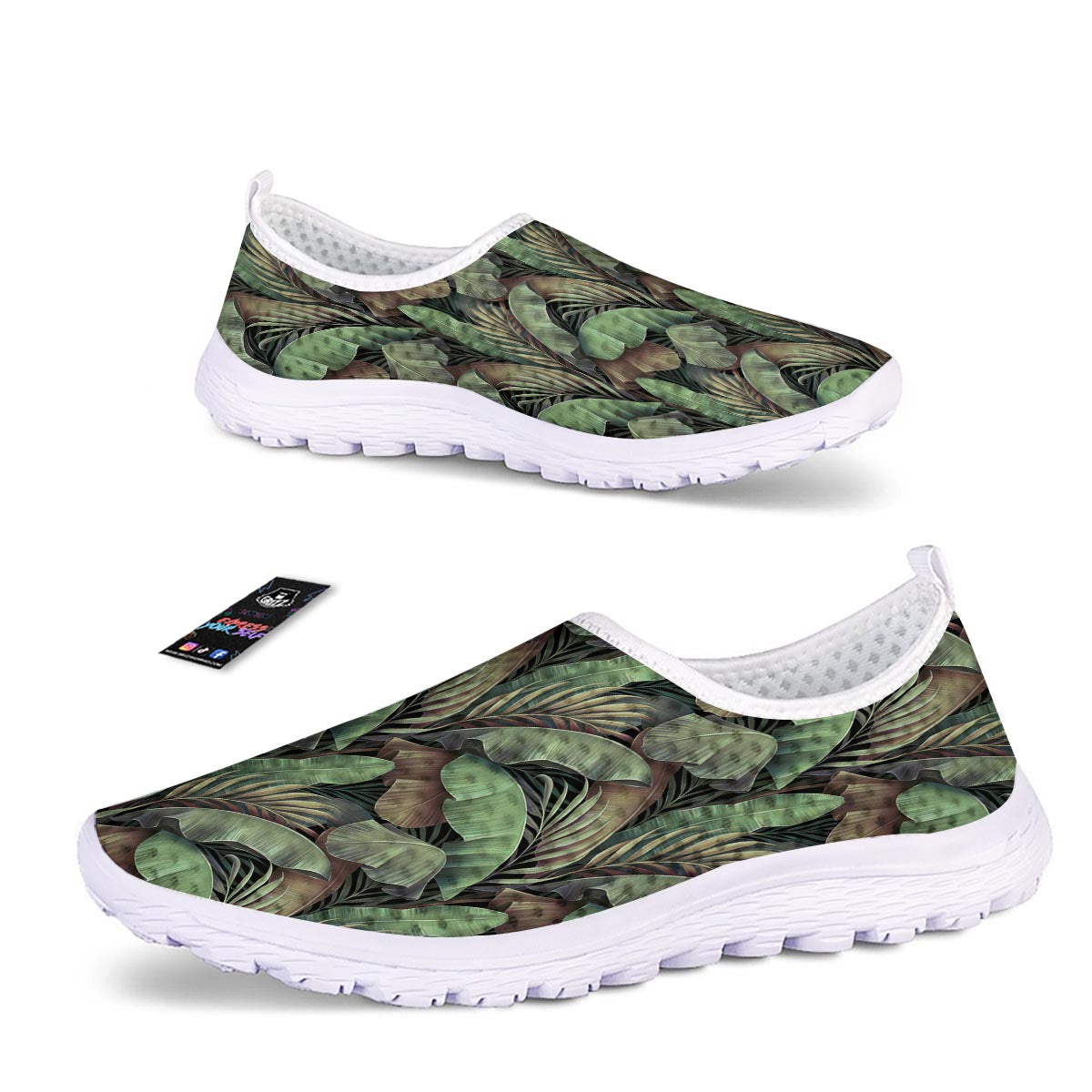 Palm Leaf Tropical Banana Print Pattern Nurse Shoes-grizzshop