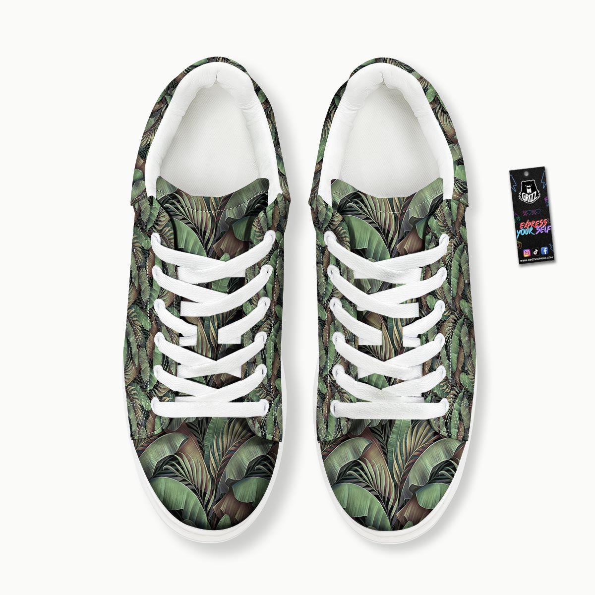 Palm Leaf Tropical Banana Print Pattern Platform Shoes-grizzshop