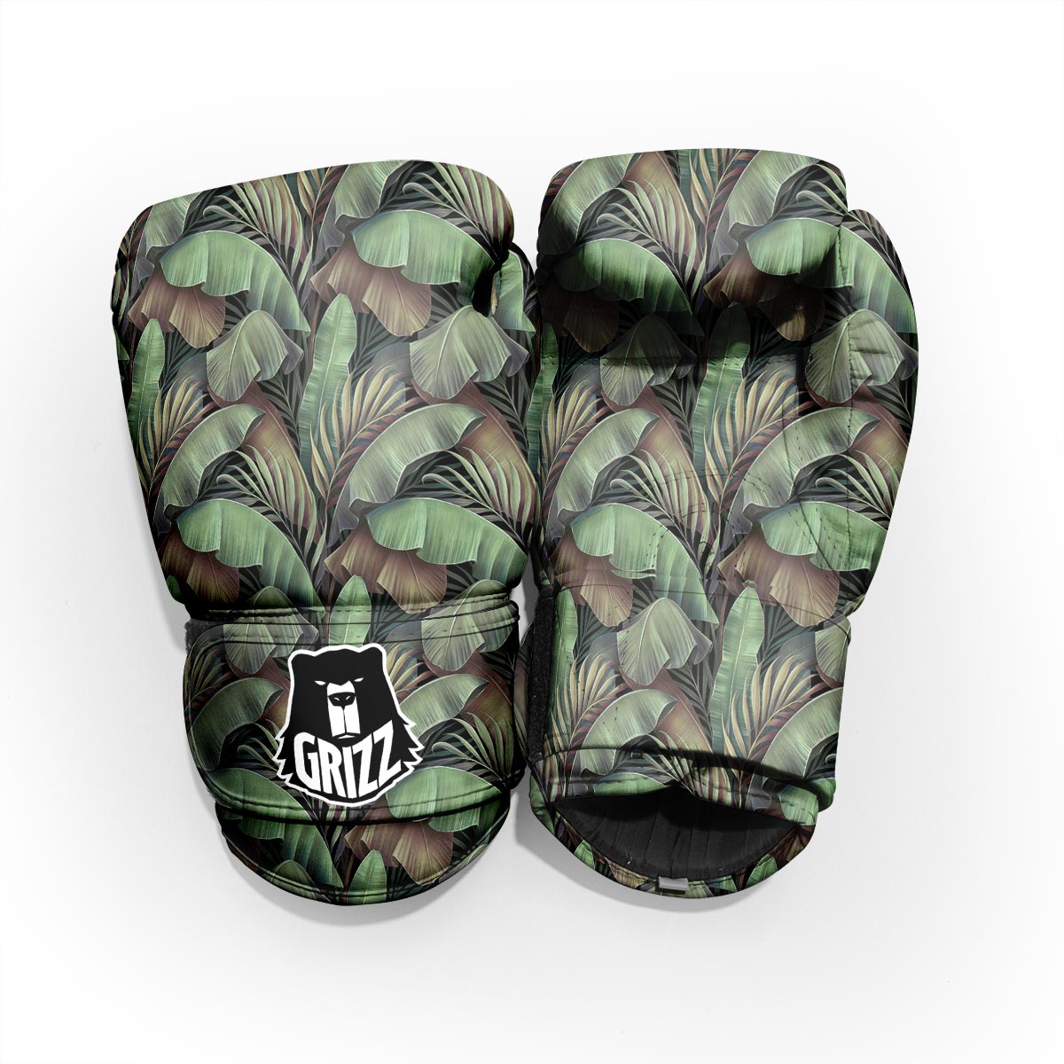 Palm Leaf Tropical Banana Print Pattern Sparring Gloves-grizzshop