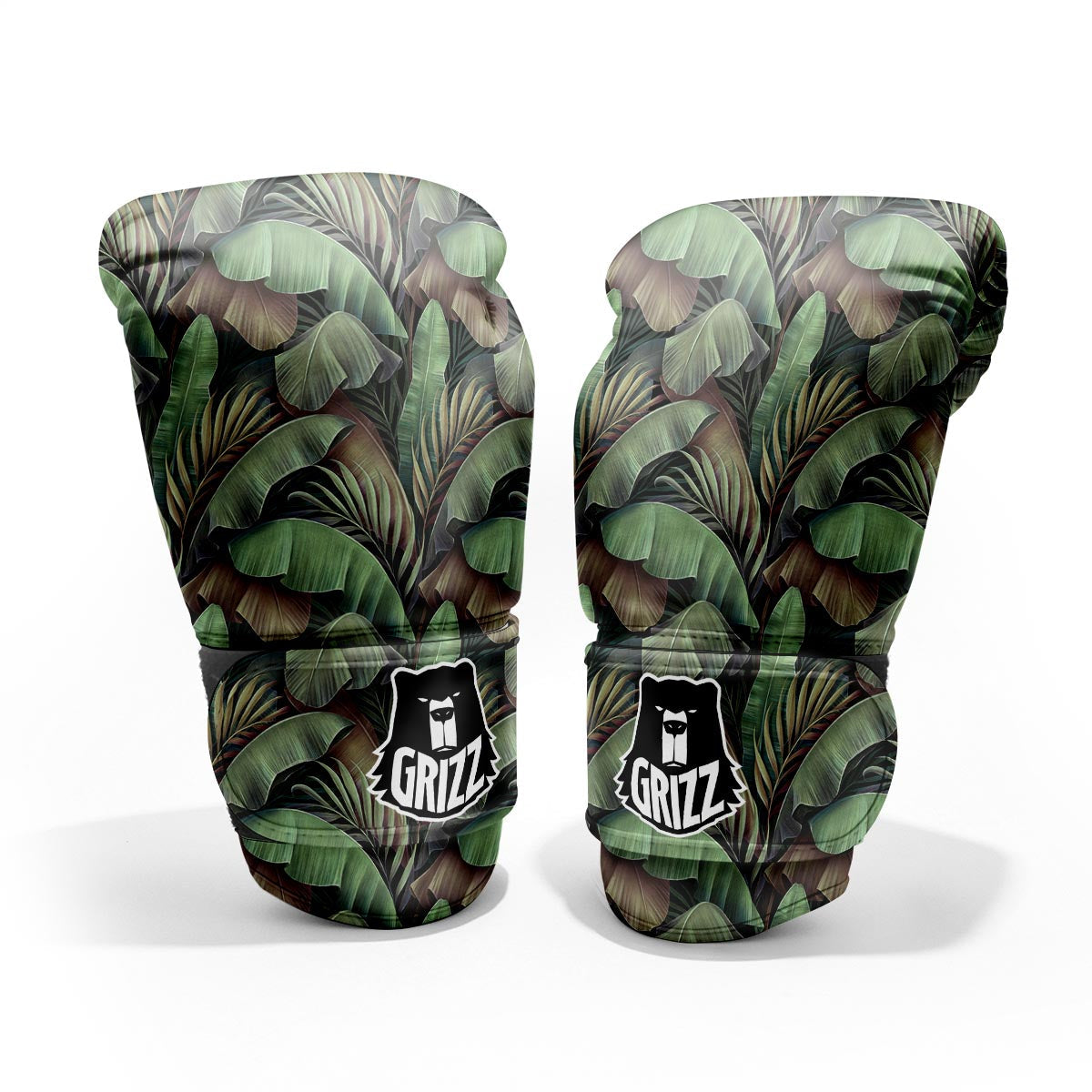 Palm Leaf Tropical Banana Print Pattern Sparring Gloves-grizzshop