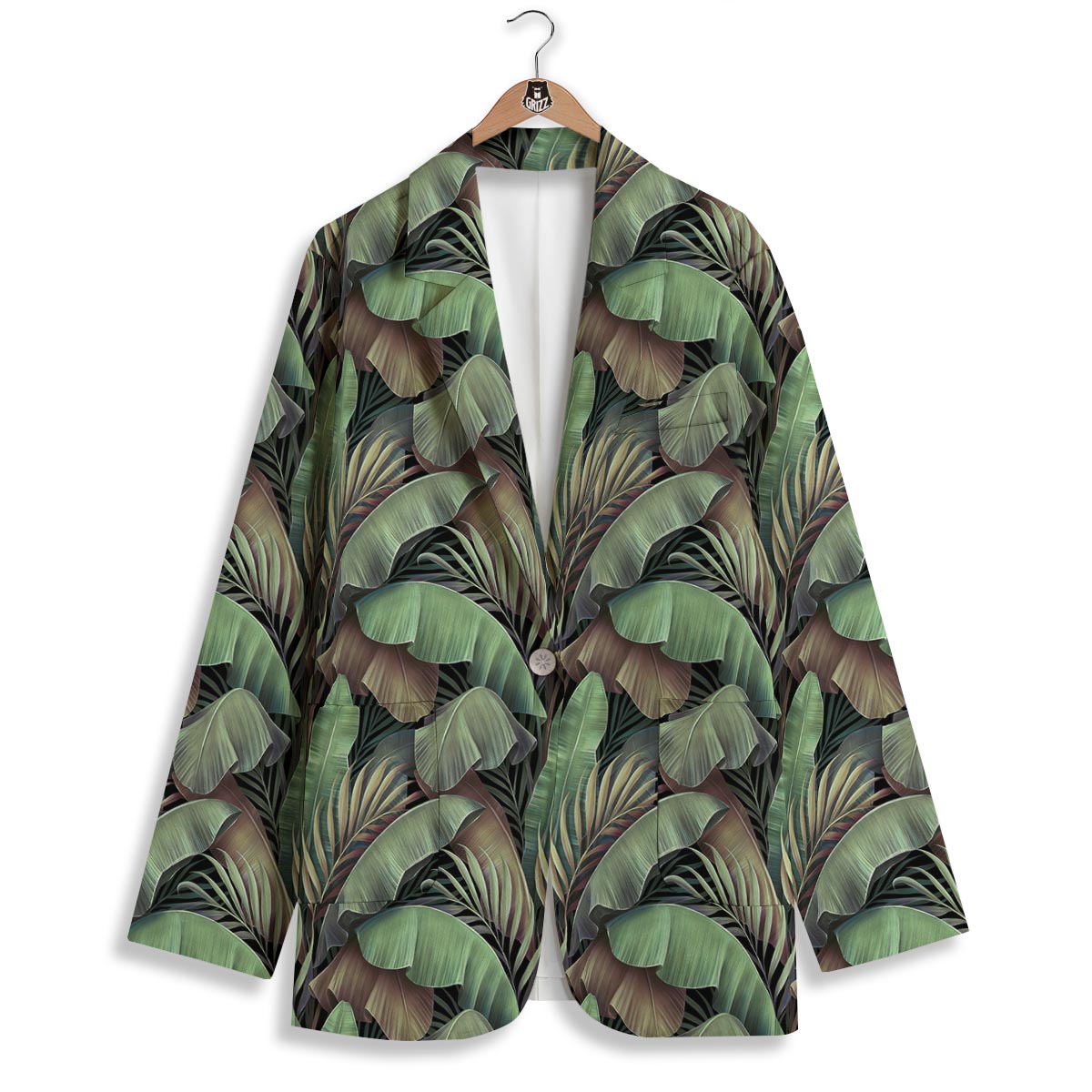 Palm Leaf Tropical Banana Print Pattern Women's Blazer-grizzshop