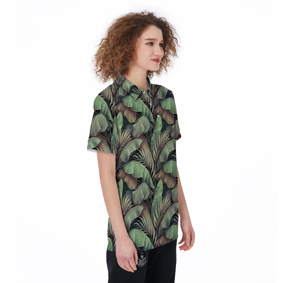 Palm Leaf Tropical Banana Print Pattern Women's Golf Shirts-grizzshop
