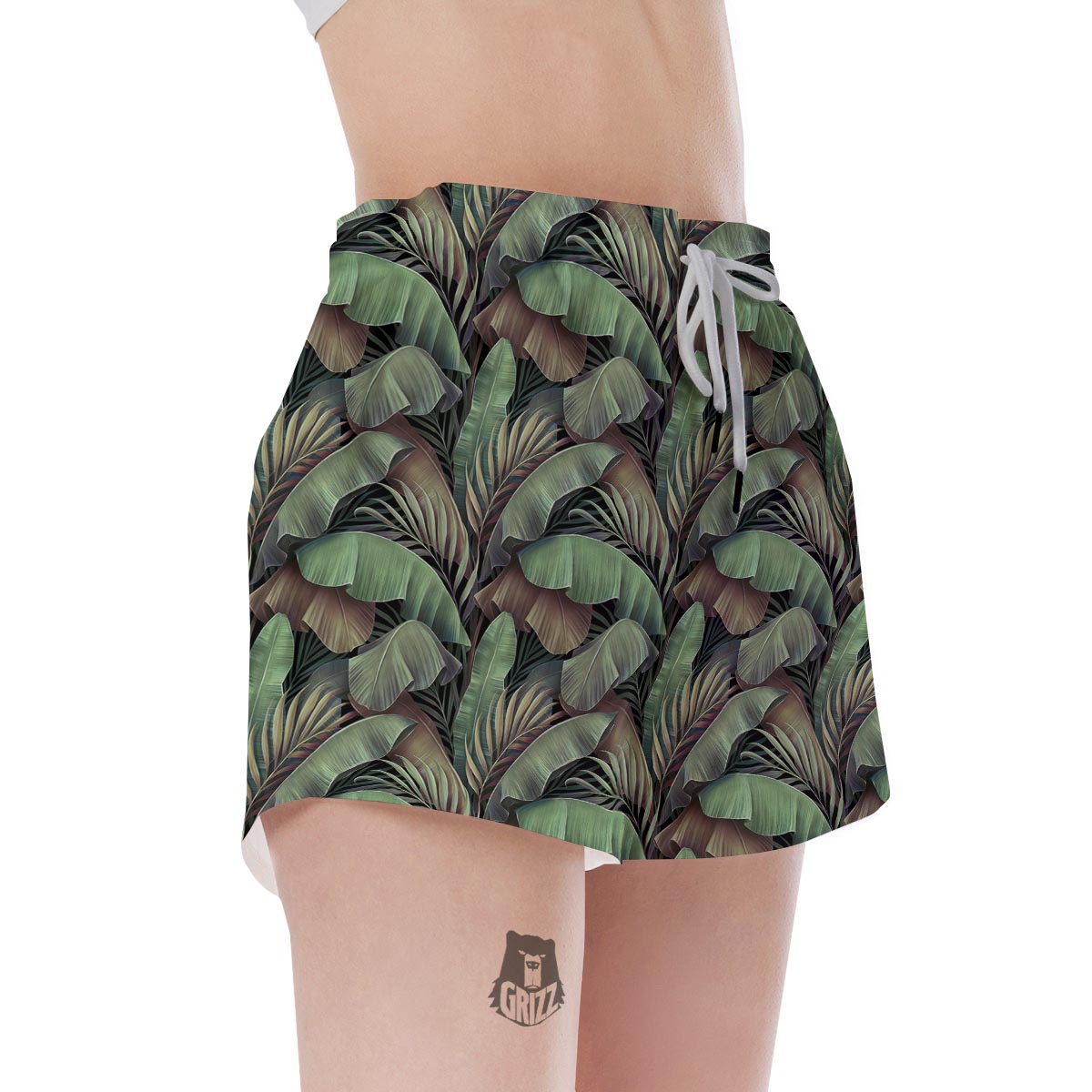 Palm Leaf Tropical Banana Print Pattern Women's Shorts-grizzshop
