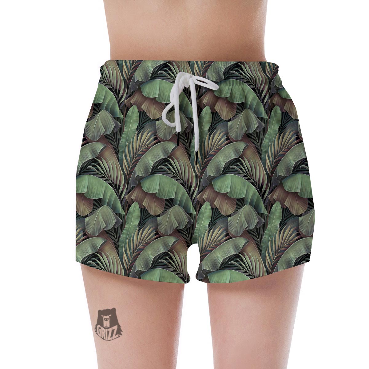 Palm Leaf Tropical Banana Print Pattern Women's Shorts-grizzshop