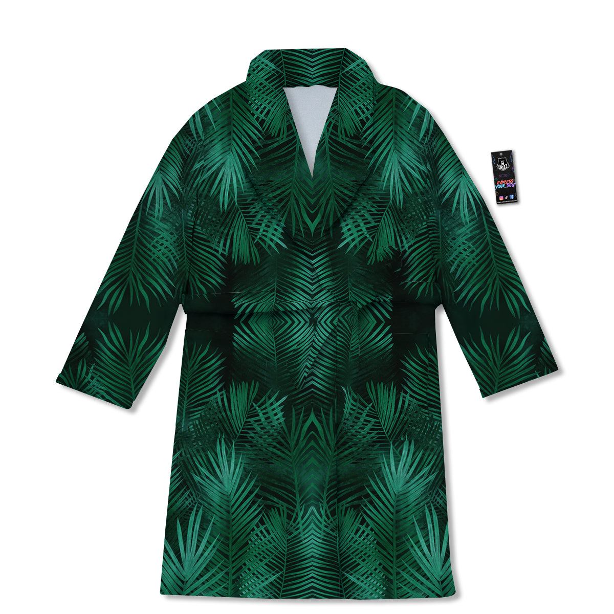 Palm Leaf Tropical Print Pattern Bathrobe-grizzshop
