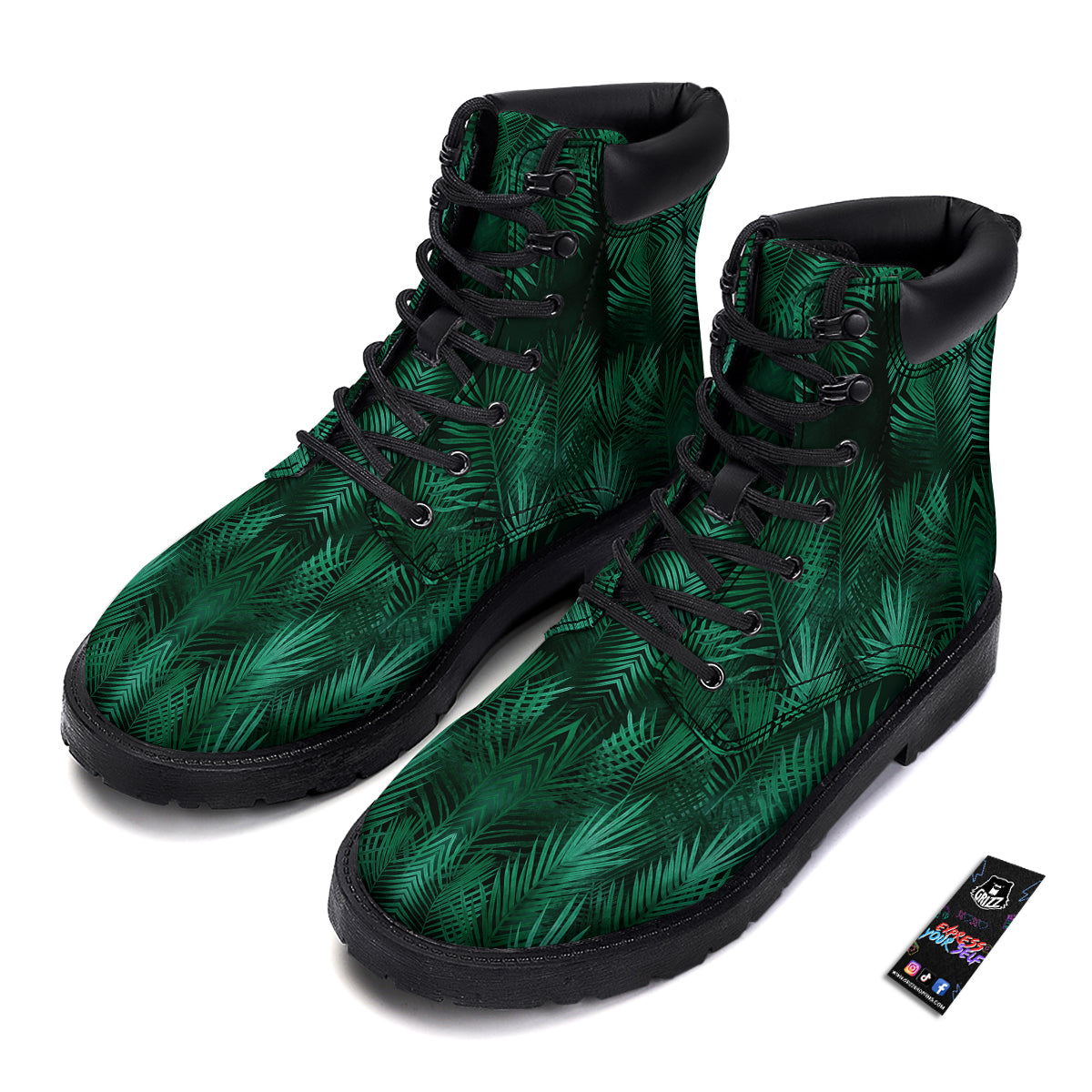 Palm Leaf Tropical Print Pattern Boots-grizzshop