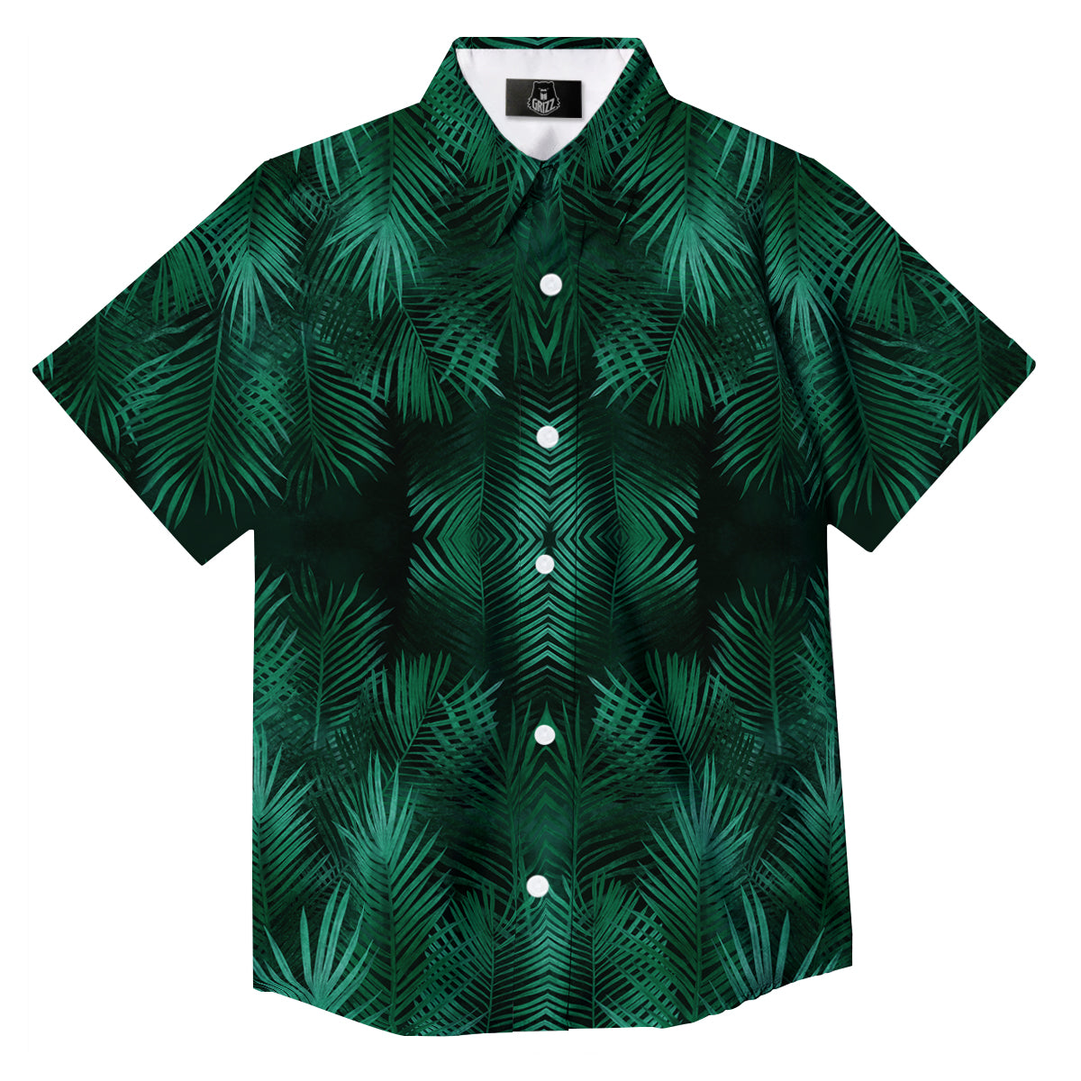 Palm Leaf Tropical Print Pattern Button Up Shirt-grizzshop