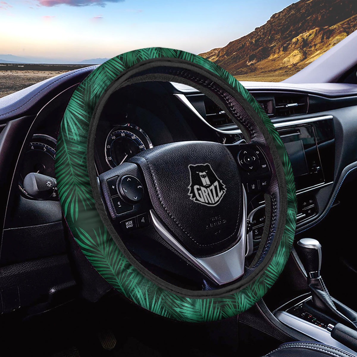 Palm Leaf Tropical Print Pattern Car Steering Wheel Cover-grizzshop