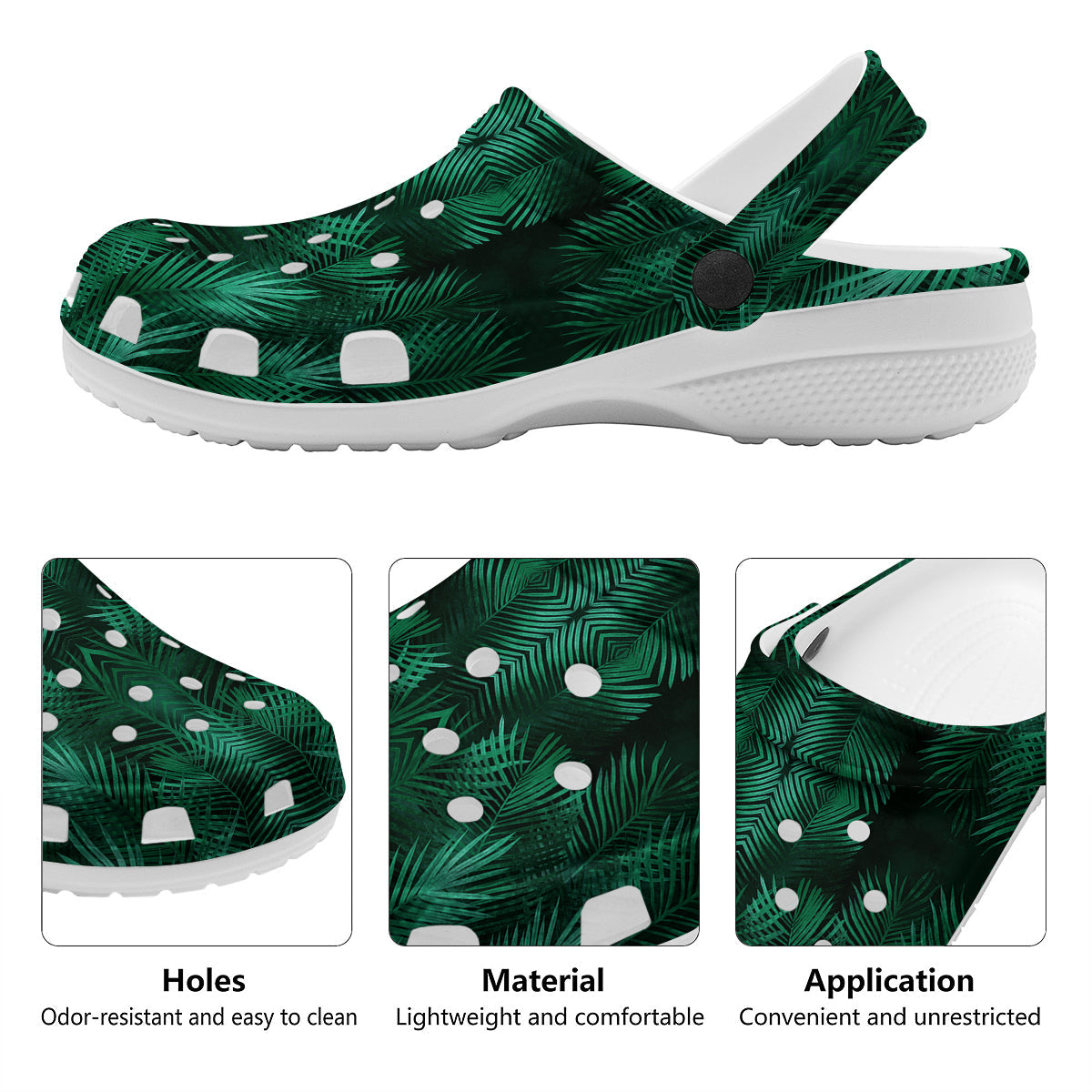 Palm Leaf Tropical Print Pattern Clog-grizzshop