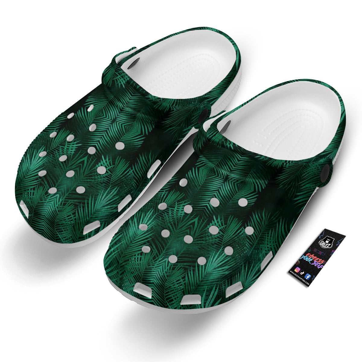 Palm Leaf Tropical Print Pattern Clog-grizzshop