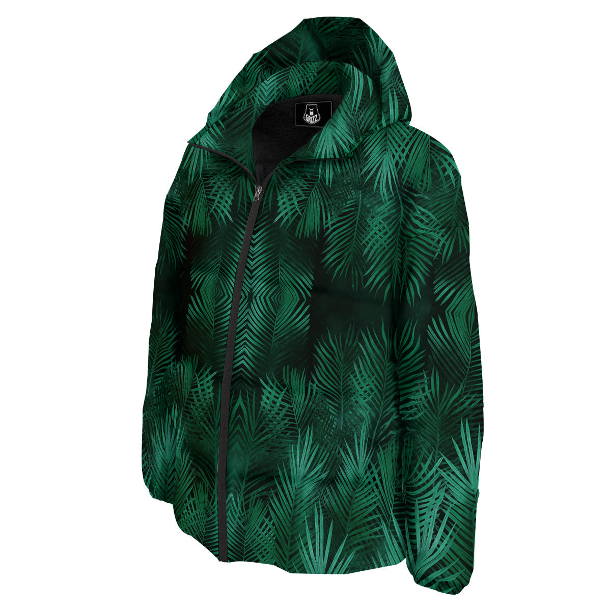 Palm Leaf Tropical Print Pattern Down Jacket-grizzshop