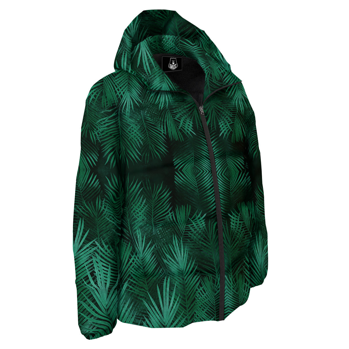 Palm Leaf Tropical Print Pattern Down Jacket-grizzshop