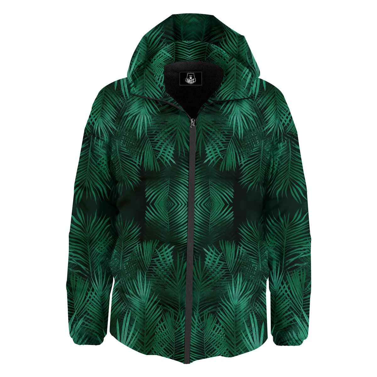 Palm Leaf Tropical Print Pattern Down Jacket-grizzshop