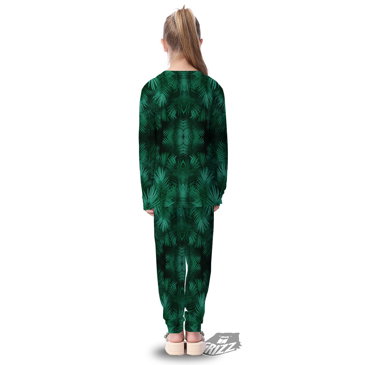 Palm Leaf Tropical Print Pattern Kid's Pajamas-grizzshop