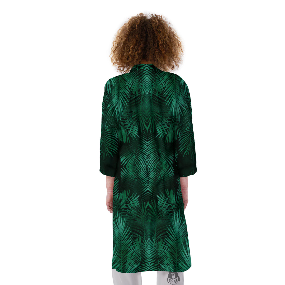 Palm Leaf Tropical Print Pattern Kimono-grizzshop