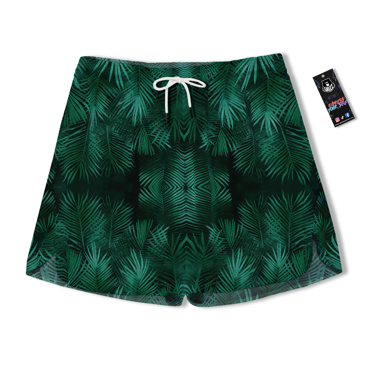 Palm Leaf Tropical Print Pattern Men's Running Shorts-grizzshop