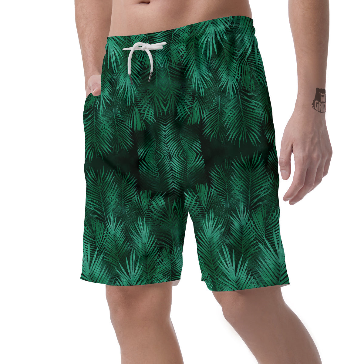 Palm Leaf Tropical Print Pattern Men's Shorts-grizzshop