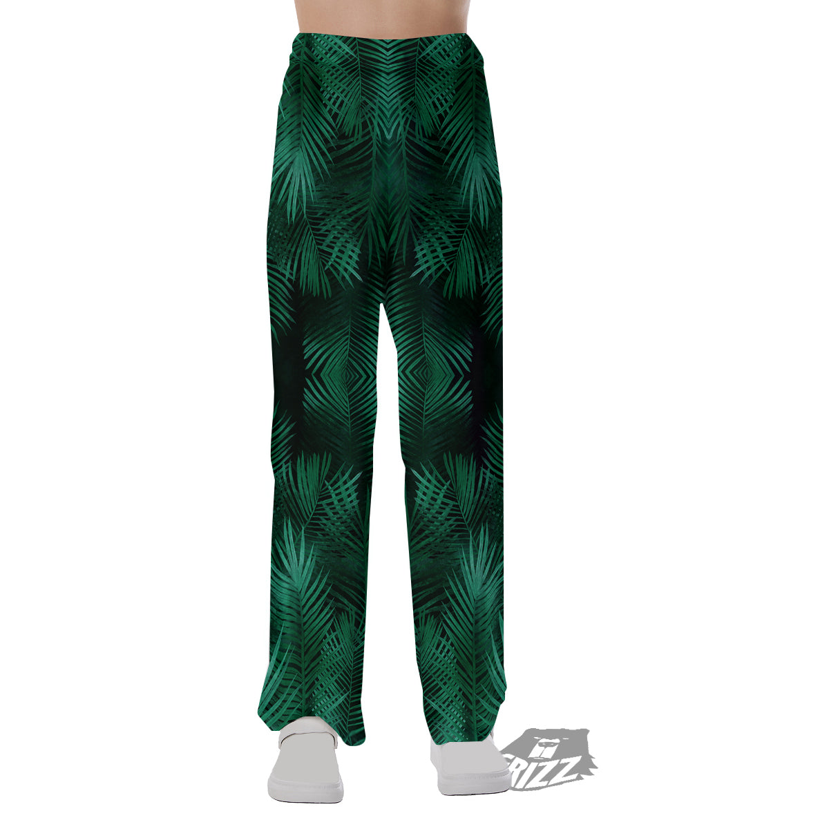 Palm Leaf Tropical Print Pattern Pajama Pants-grizzshop
