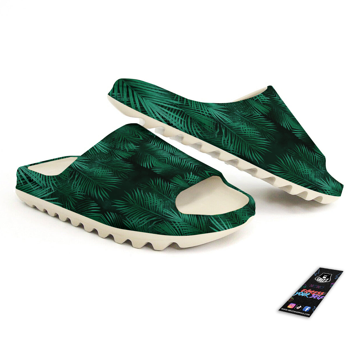 Palm Leaf Tropical Print Pattern Sandals-grizzshop