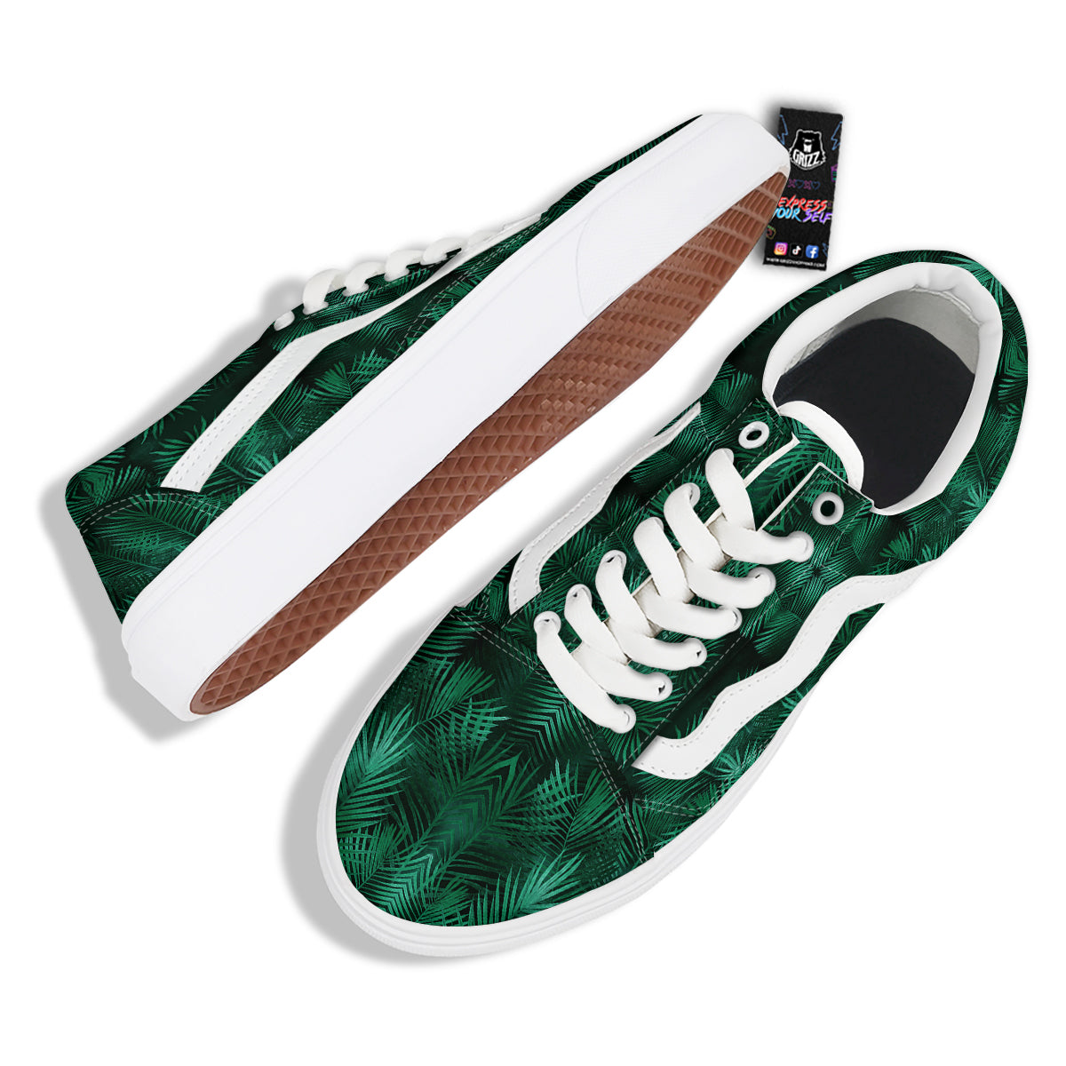 Palm Leaf Tropical Print Pattern Skate Shoes-grizzshop