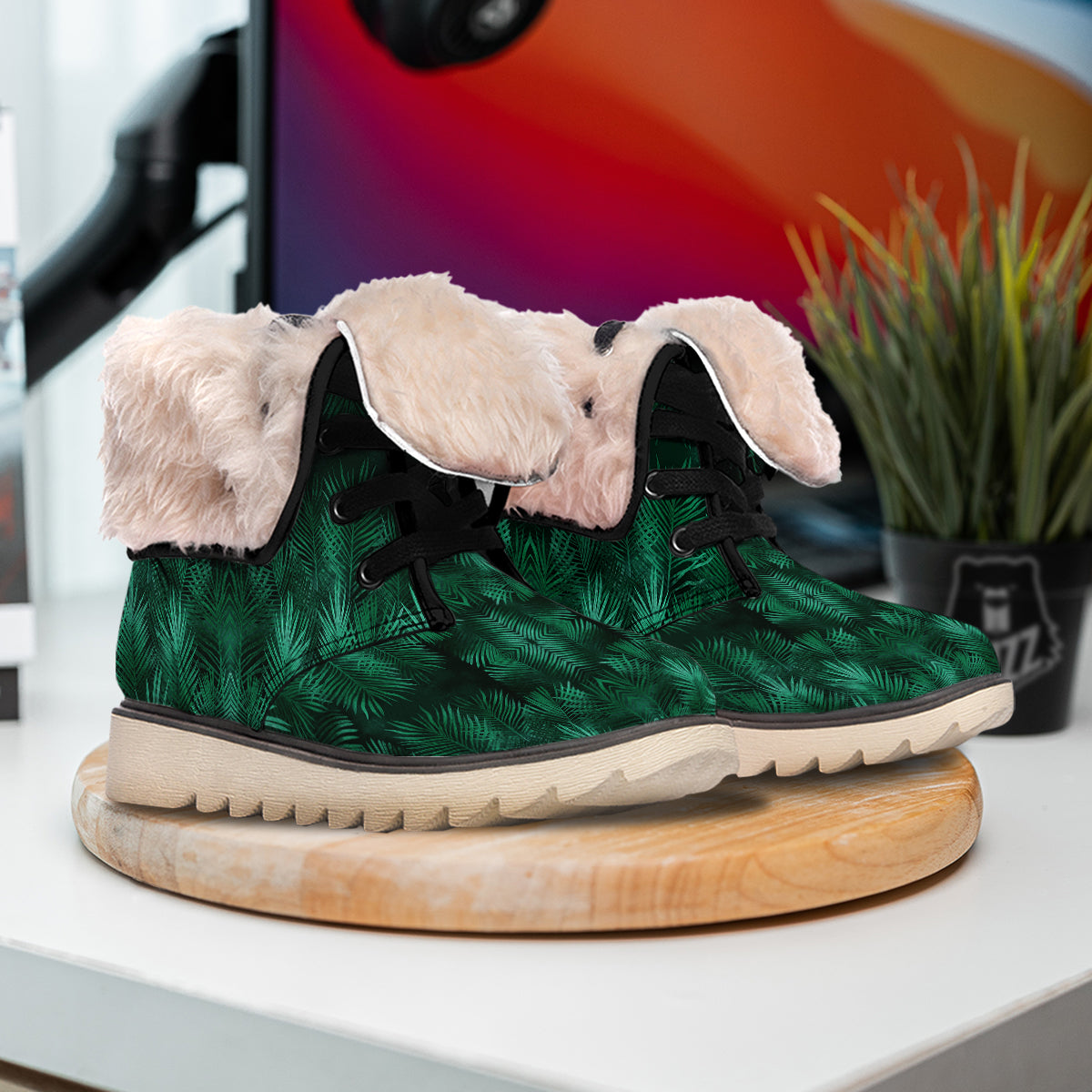 Palm Leaf Tropical Print Pattern Snow Boots-grizzshop