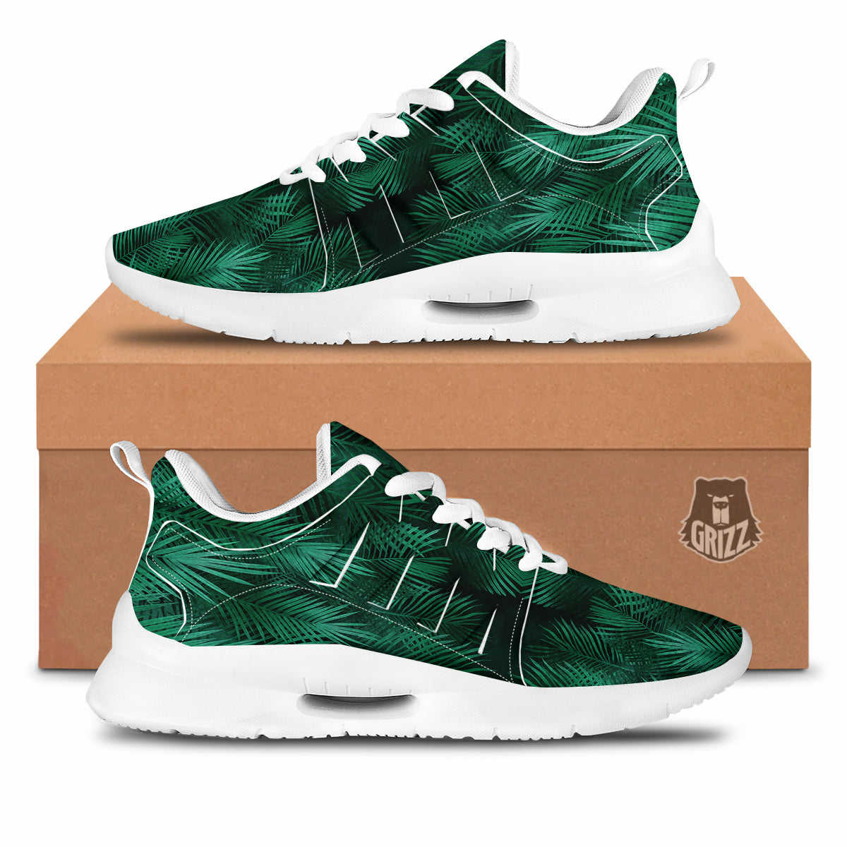 Palm Leaf Tropical Print Pattern Tennis Shoes-grizzshop