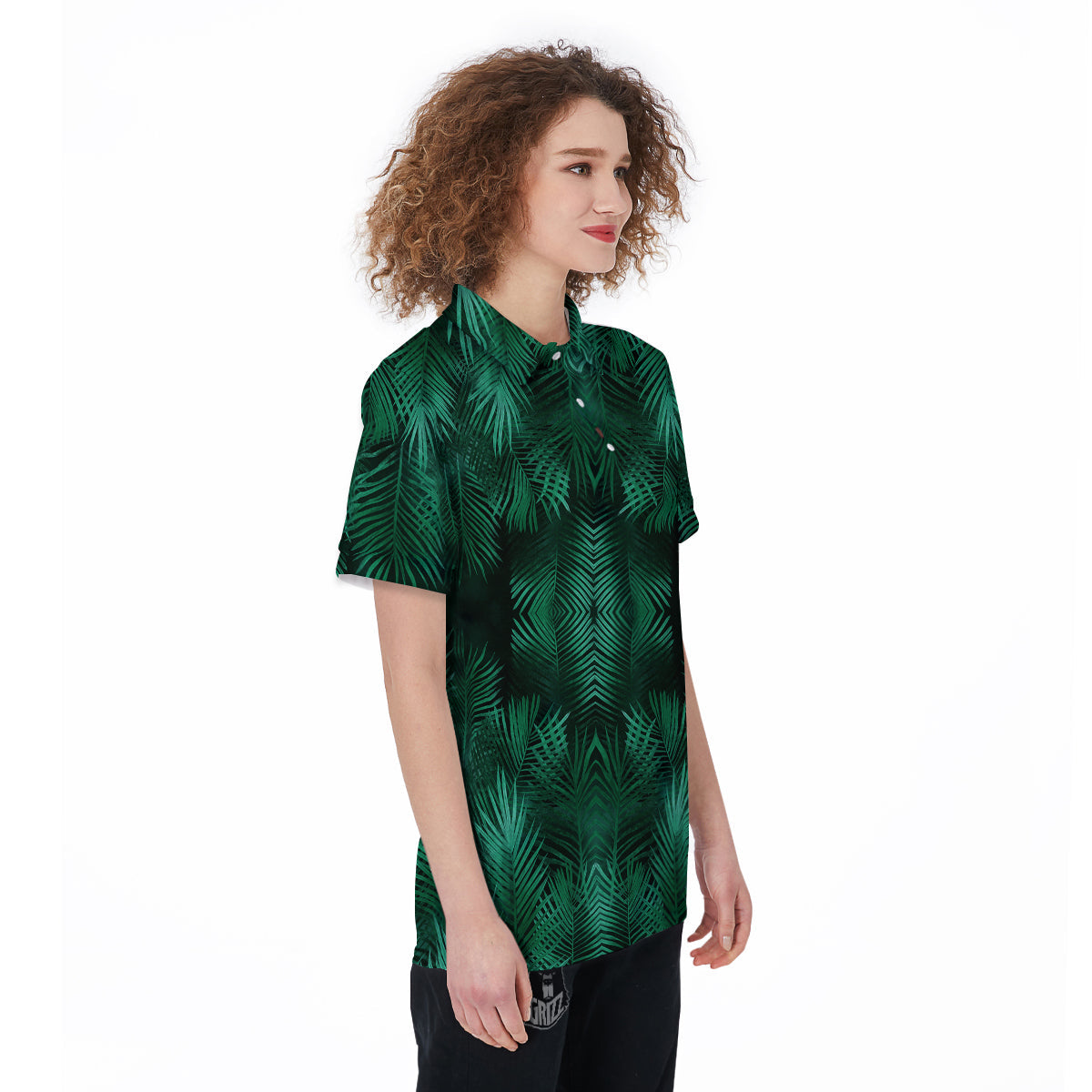 Palm Leaf Tropical Print Pattern Women's Golf Shirts-grizzshop