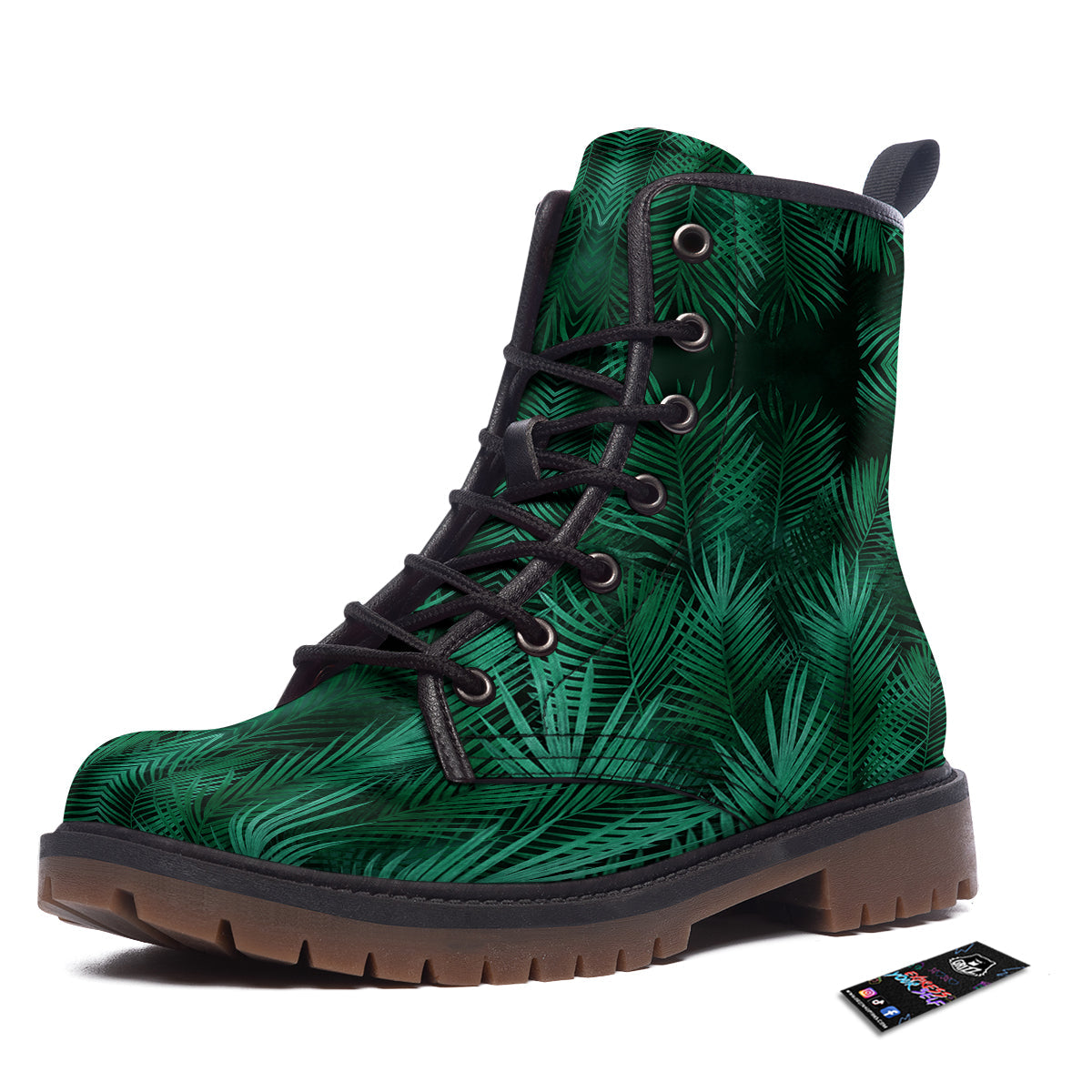 Palm Leaf Tropical Print Pattern Work Boots-grizzshop