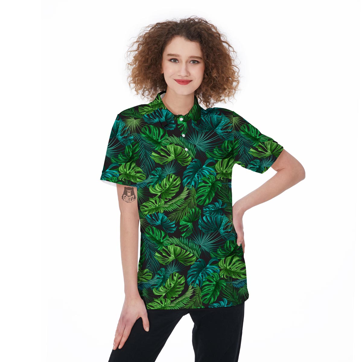 Neon Palm Leaf Tropical Print Women's Shorts